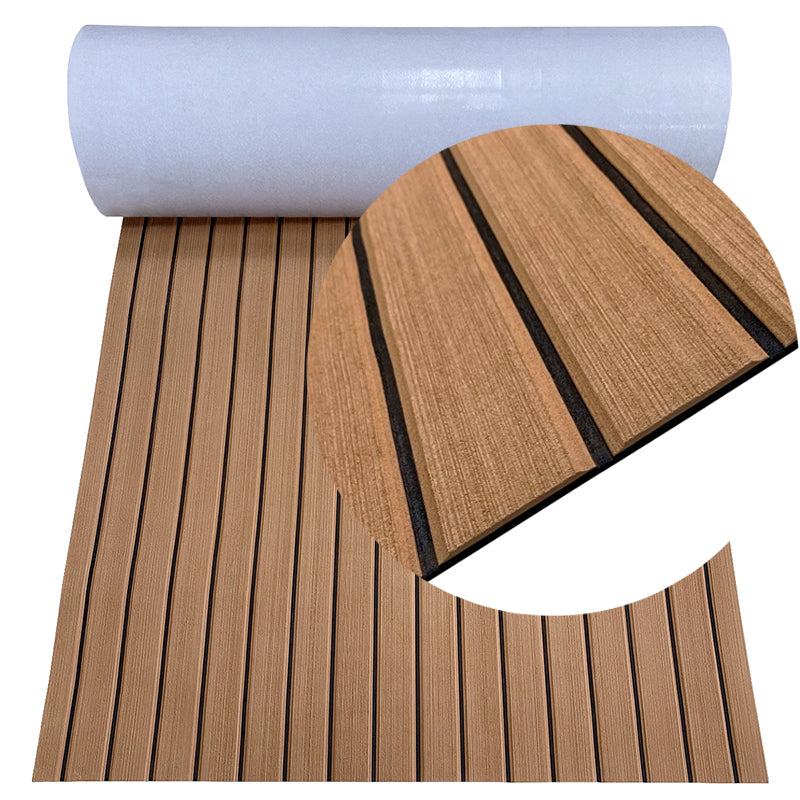 Hzchione EVA Foam Anti Slip Boat Flooring Mats Two Colors Slotted U-Groove Texture For Yacht Motorboat RV Golf Cart Pool Cooler Top Hzchione 47.3" x 16.2" Brown + Black