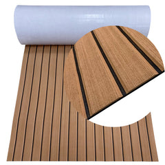 Hzchione EVA Foam Hydroturf Boat Flooring Sea Decking Boats Slotted U-Groove Texture For Yacht Motorboat RV Golf Cart Pool Cooler Top Hzchione 47.3" x 16.2" 722Brown + Black