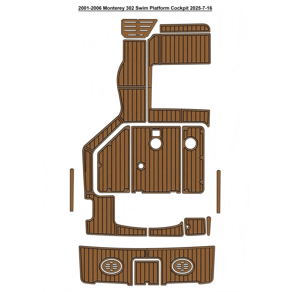 2001-2006 Monterey 302 Swim Platform Cockpit Pad Traction Mats Eva Foam Boat Flooring Marine Decking Hzchione Light Brown Black