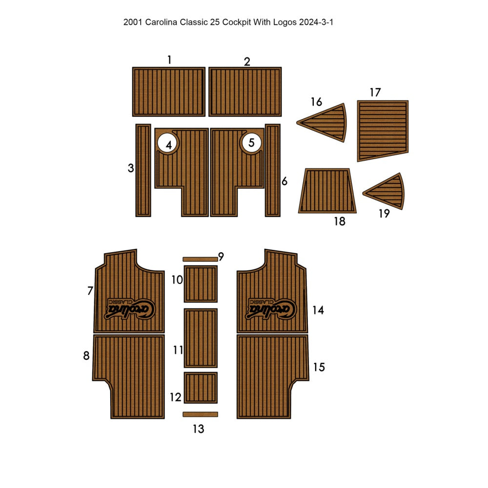2001 Carolina Classic 25 Cockpit Pad Traction Mats Eva Foam Boat Flooring Marine Decking Hzchione Light Brown Black