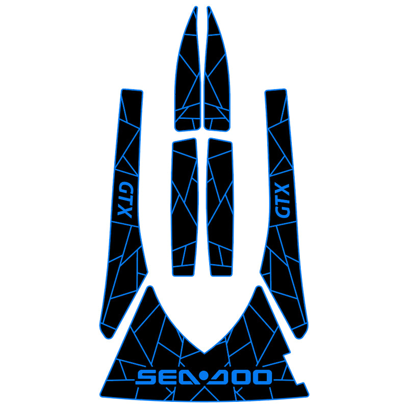 2002-2003 Sea Doo GTX DI Customize Jet Ski Mats Non-Slip Motorboat Traction Mat Hzchione Black Blue-Irregular line
