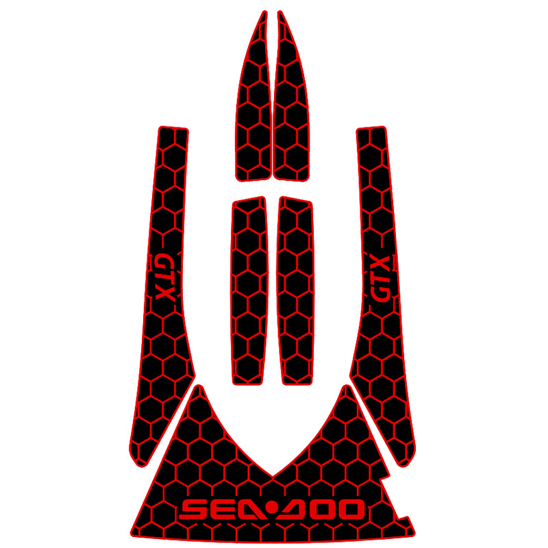 2002-2003 Sea Doo GTX DI Customize Jet Ski Mats Non-Slip Motorboat Traction Mat Hzchione Black Red-Hexagon