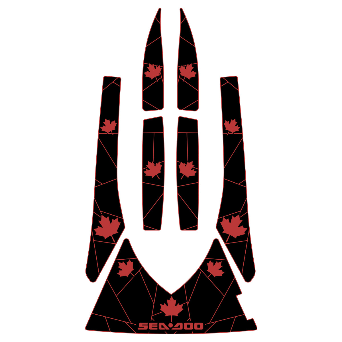 2003-2008 Sea Doo GTX Customize Jet Ski Mats Non-Slip Motorboat Traction Mat Hzchione Black Red-Maple Leaf