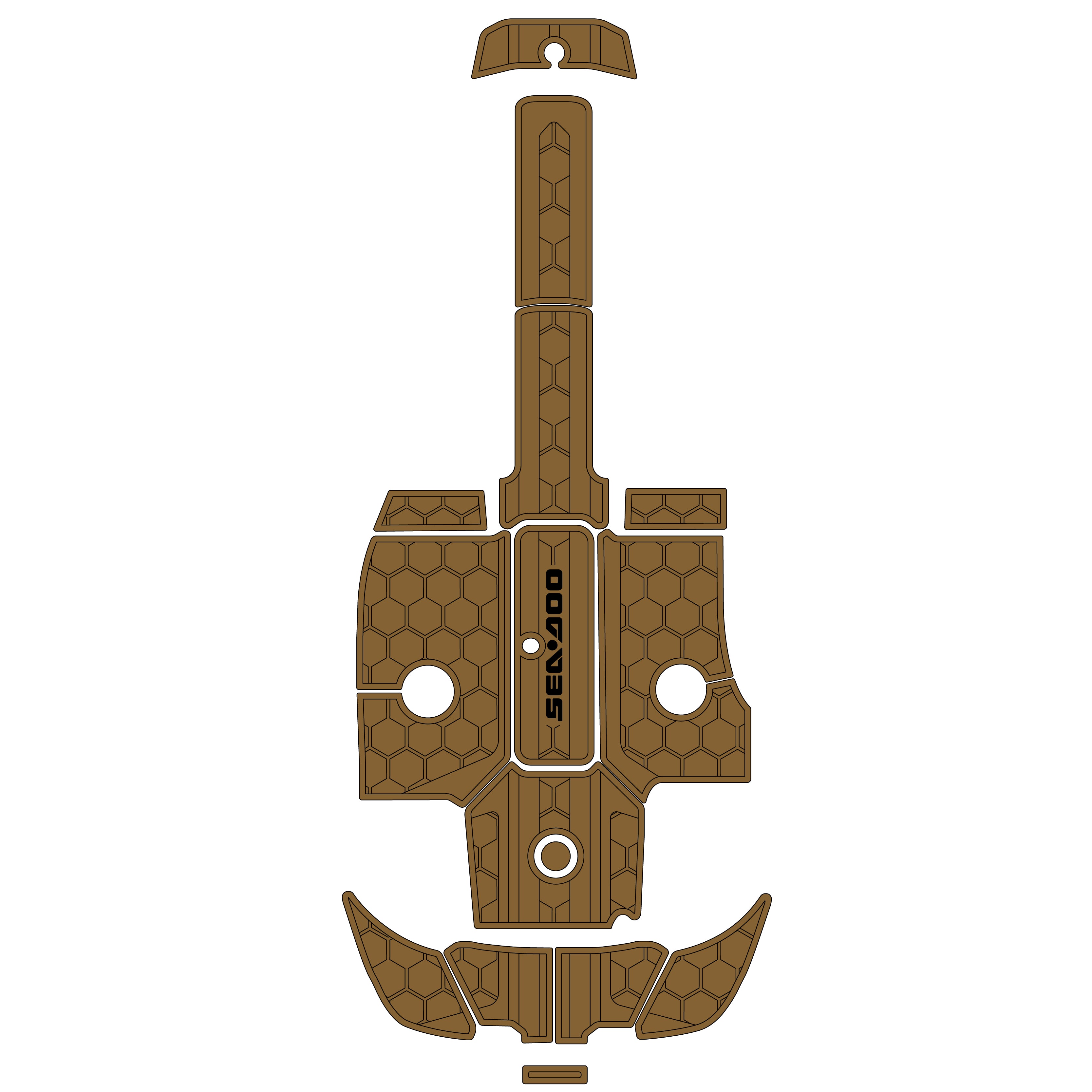 2007-2012 Sea Doo230 Challenger SE Traction Mats Eva Foam Boat Flooring Faux Teak Boat Deck Hzchione Brown Black