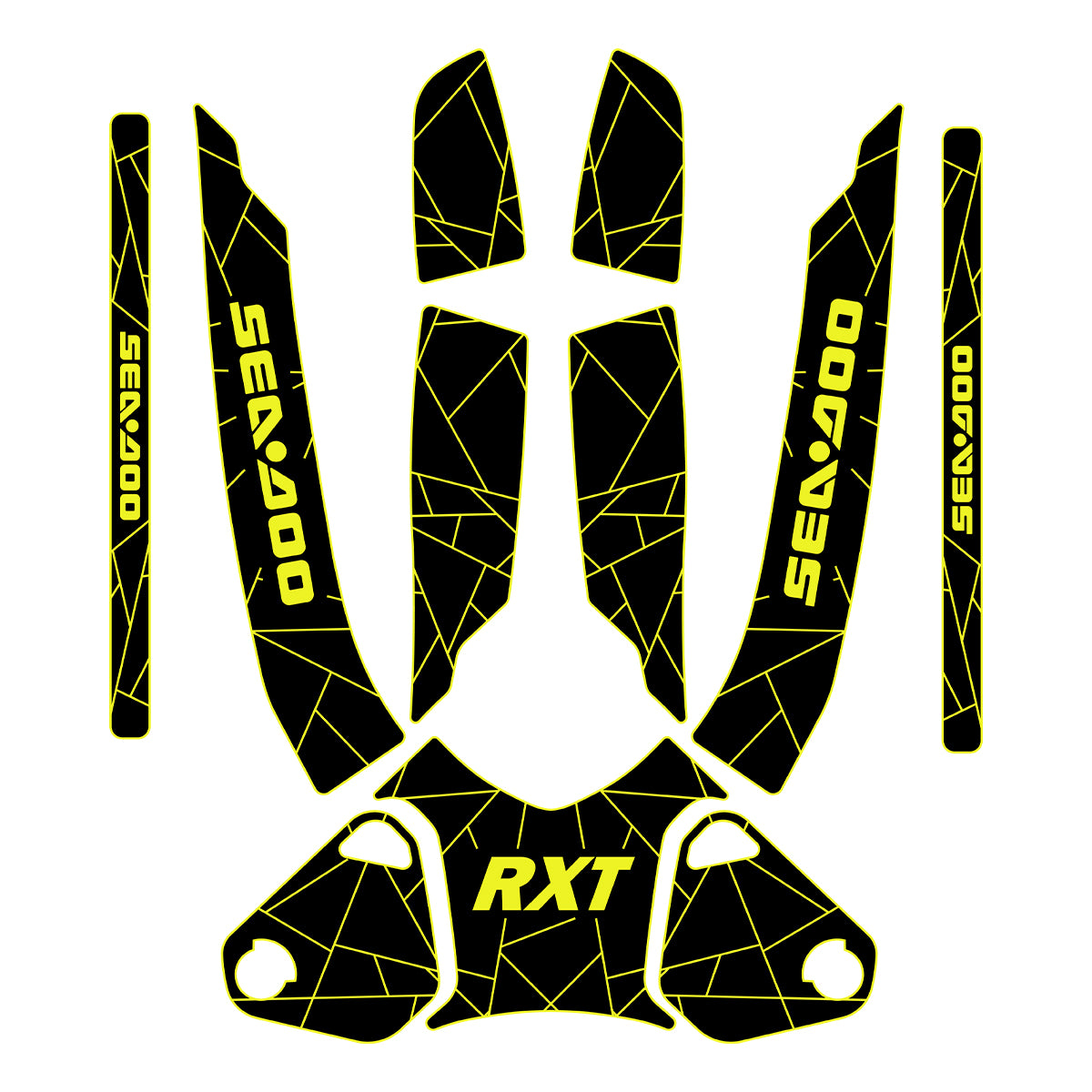 2010-2015 Sea Doo RXT + RXT-X + Wake Pro 215 Customize Jet Ski Mats Non-Slip Motorboat Traction Mat Hzchione Black Neon Yellow Set