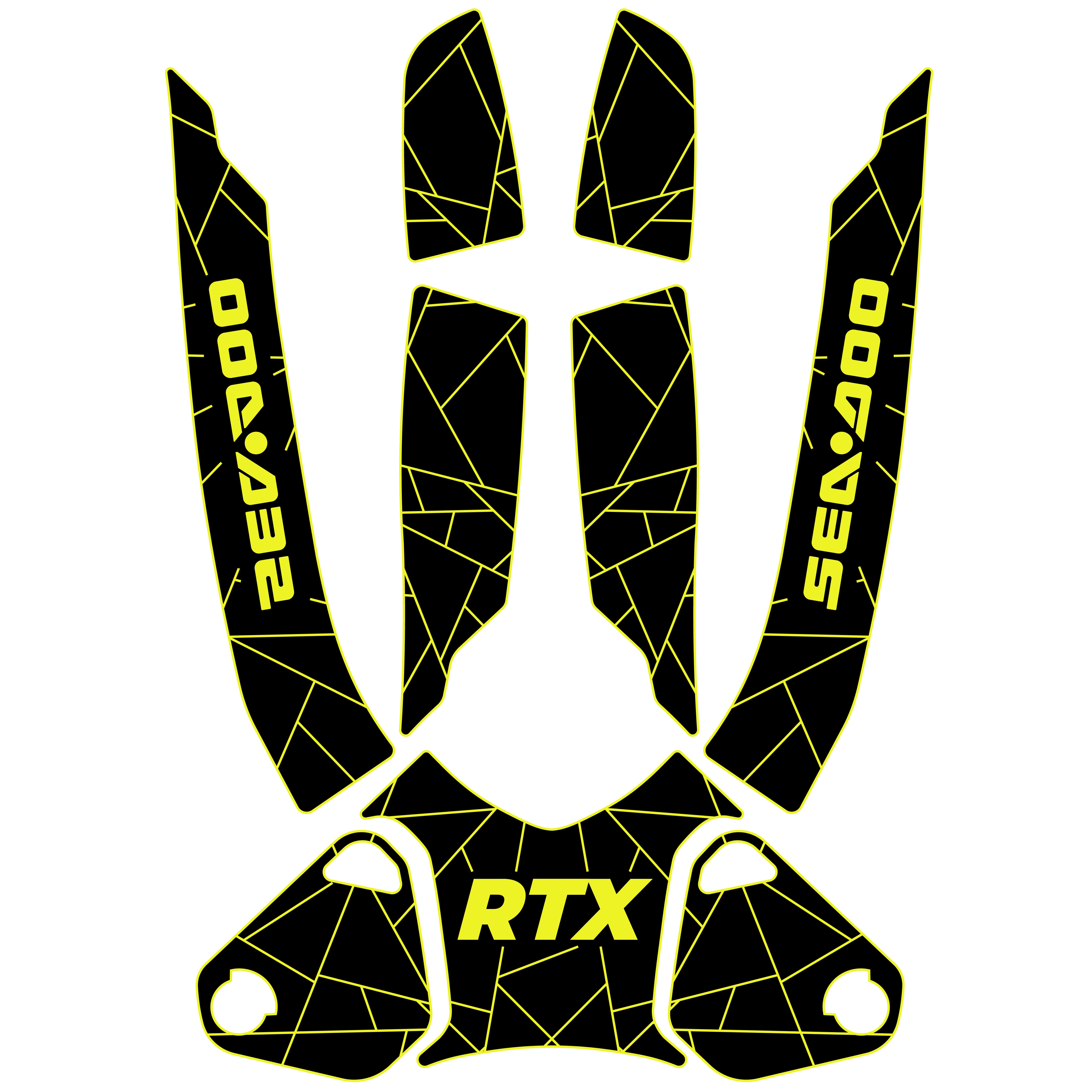 2010-2015 Sea Doo RXT + RXT-X + Wake Pro 215 Customize Jet Ski Mats With Gunnel Pads Hzchione Black Neon Yellow