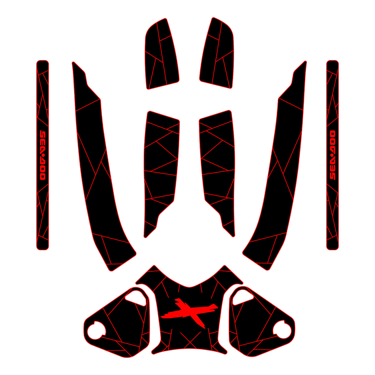 2010-2015 Sea Doo RXT + RXT-X + Wake Pro 215 Customize Jet Ski Mats With Gunnel Pads Hzchione Black Red-X