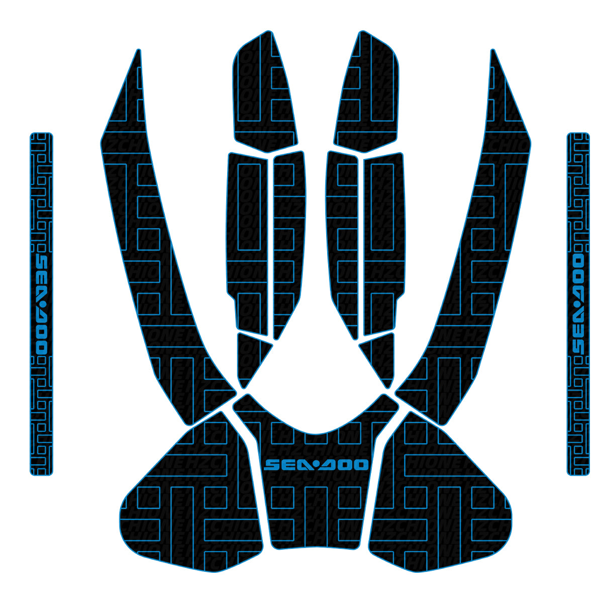 2016-2017 Sea Doo GTX Ltd 215 + 230 + 300 Customize Jet Ski Mats Non-Slip Motorboat Traction Mat Hzchione Black Blue Set
