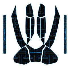 2016-2017 Sea Doo GTX Ltd 215 + 230 + 300 Customize Jet Ski Mats Non-Slip Motorboat Traction Mat Hzchione Black Blue Set