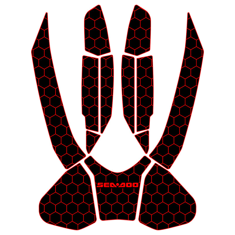 2016-2017 Sea Doo RXP-X 300 Customize Jet Ski Mats Non-Slip Motorboat Traction Mat Hzchione Black Red-Hexagon