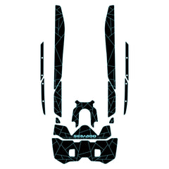 2025 Sea Doo Fish Pro Trophy Customize Jet Ski Mats Foam Boat Decking Kits Hzchione Black Cyan-Irregular Line