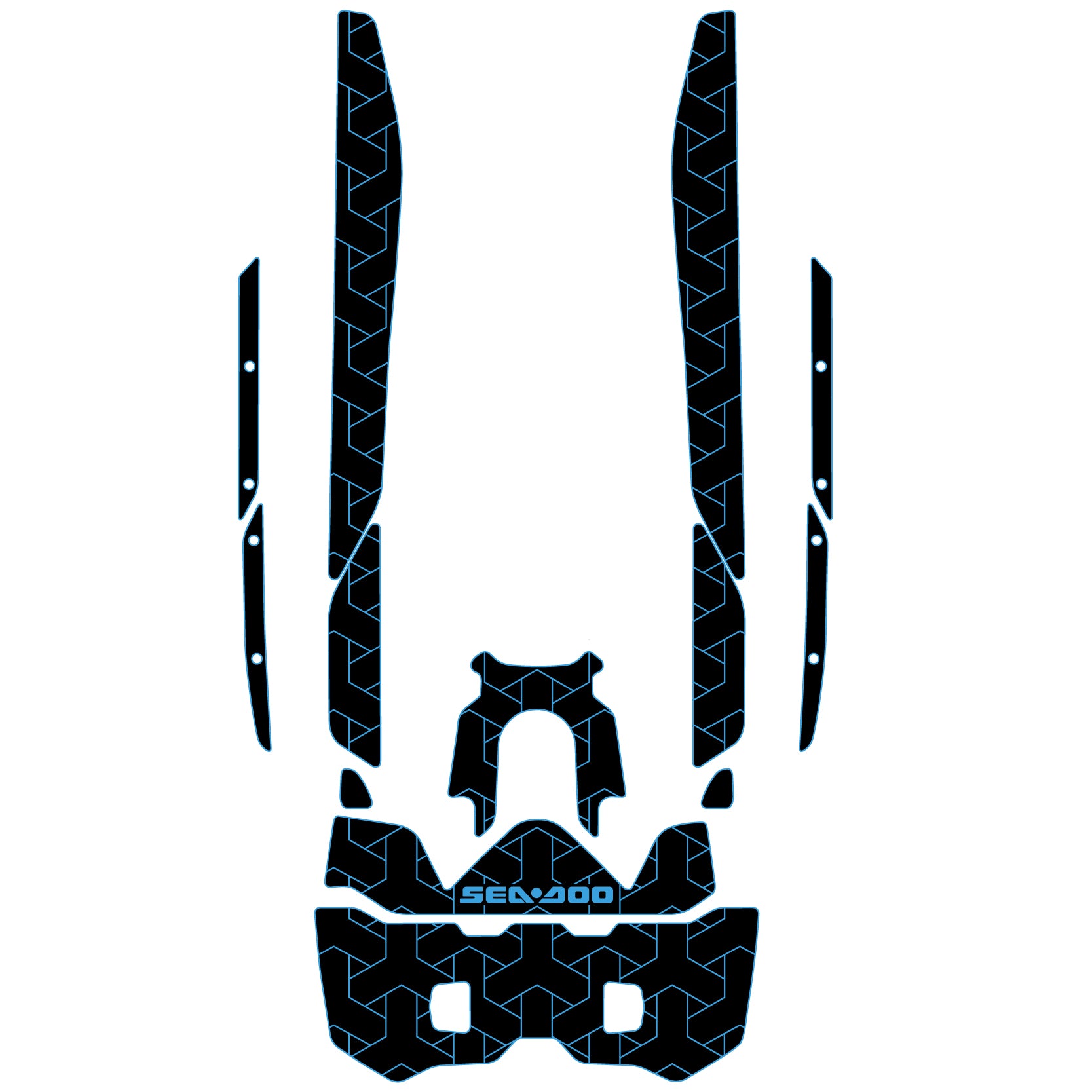 2022-2024 Sea Doo Fish Pro Sport Customize Jet Ski Mats Non-Slip Motorboat Traction Mat Hzchione Black Bue-Herringbone