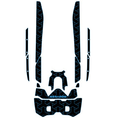 2022-2024 Sea Doo Fish Pro Sport Customize Jet Ski Mats Non-Slip Motorboat Traction Mat Hzchione Black Bue-Herringbone