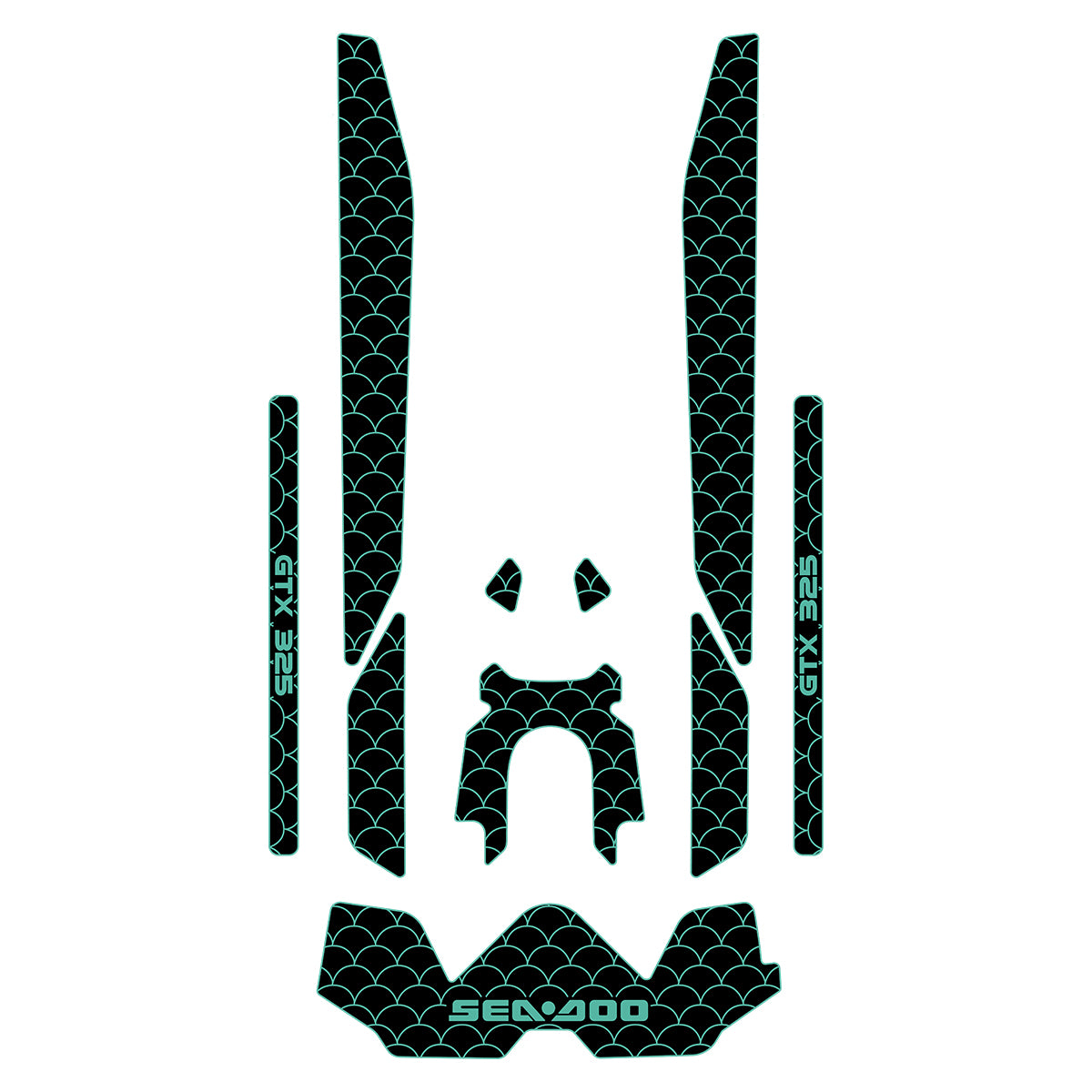 2026 Sea Doo GTX Customize Jet Ski Mats Hzchione Black Turquoise Blue-Fish Scale