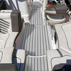 Hzchione Boat Flooring EVA Foam H-Groove Slots Self-Adhesive Anti Slip Mats Roll Sheet Light Gray Black For Yacht RV Golf Cart Pool Cooler Top Hzchione