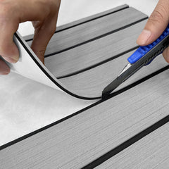Hzchione Boat Flooring EVA Foam H-Groove Slots Self-Adhesive Anti Slip Mats Roll Sheet Light Gray Black For Yacht RV Golf Cart Pool Cooler Top Hzchione
