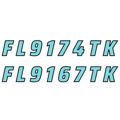 EVA Foam Jetski Registration Number Sticker Two Piece Hzchione Cyan Black