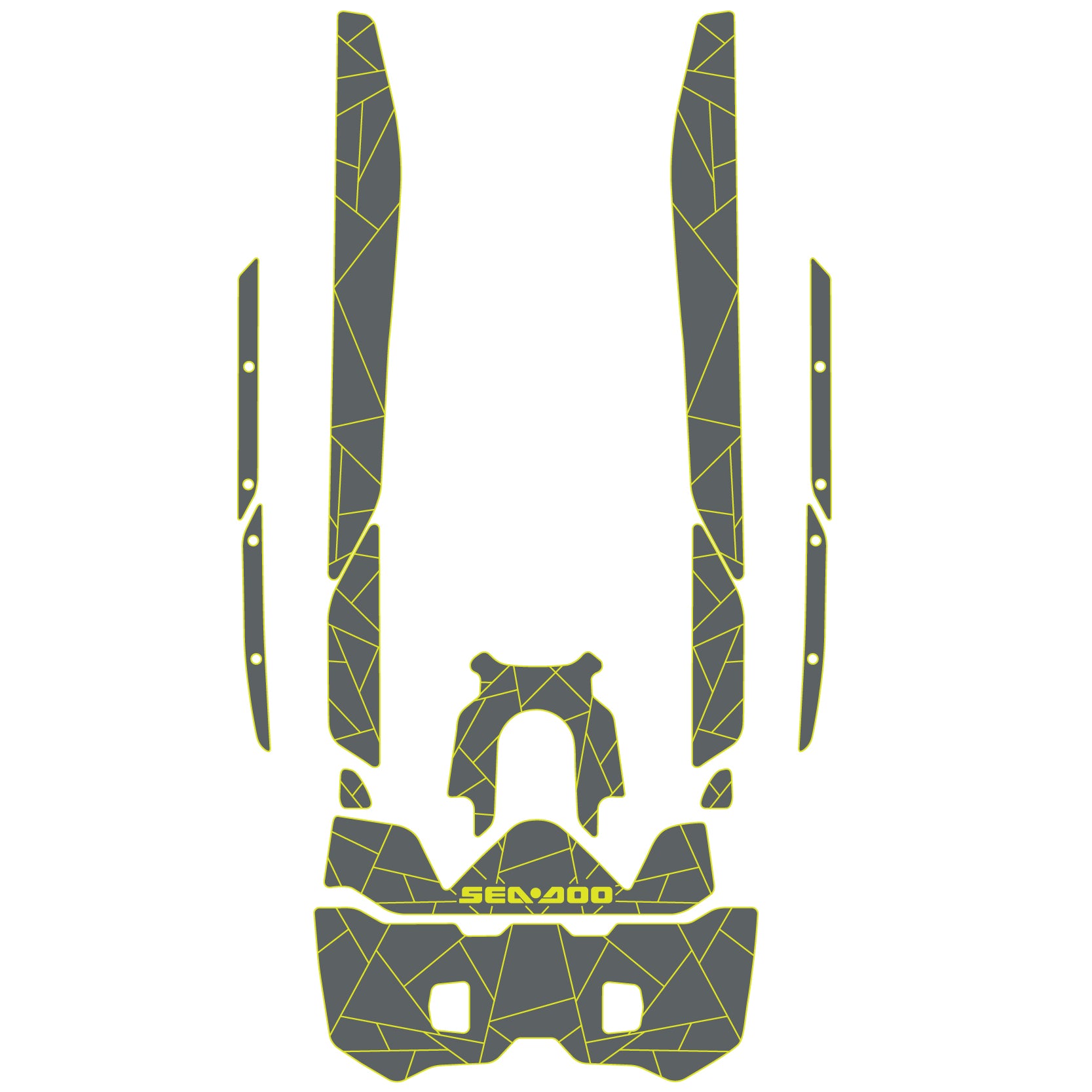 2025 Sea Doo Fish Pro Trophy Customize Jet Ski Mats Foam Boat Decking Kits Hzchione Dark Gray Neon Yellow-Irregular Line