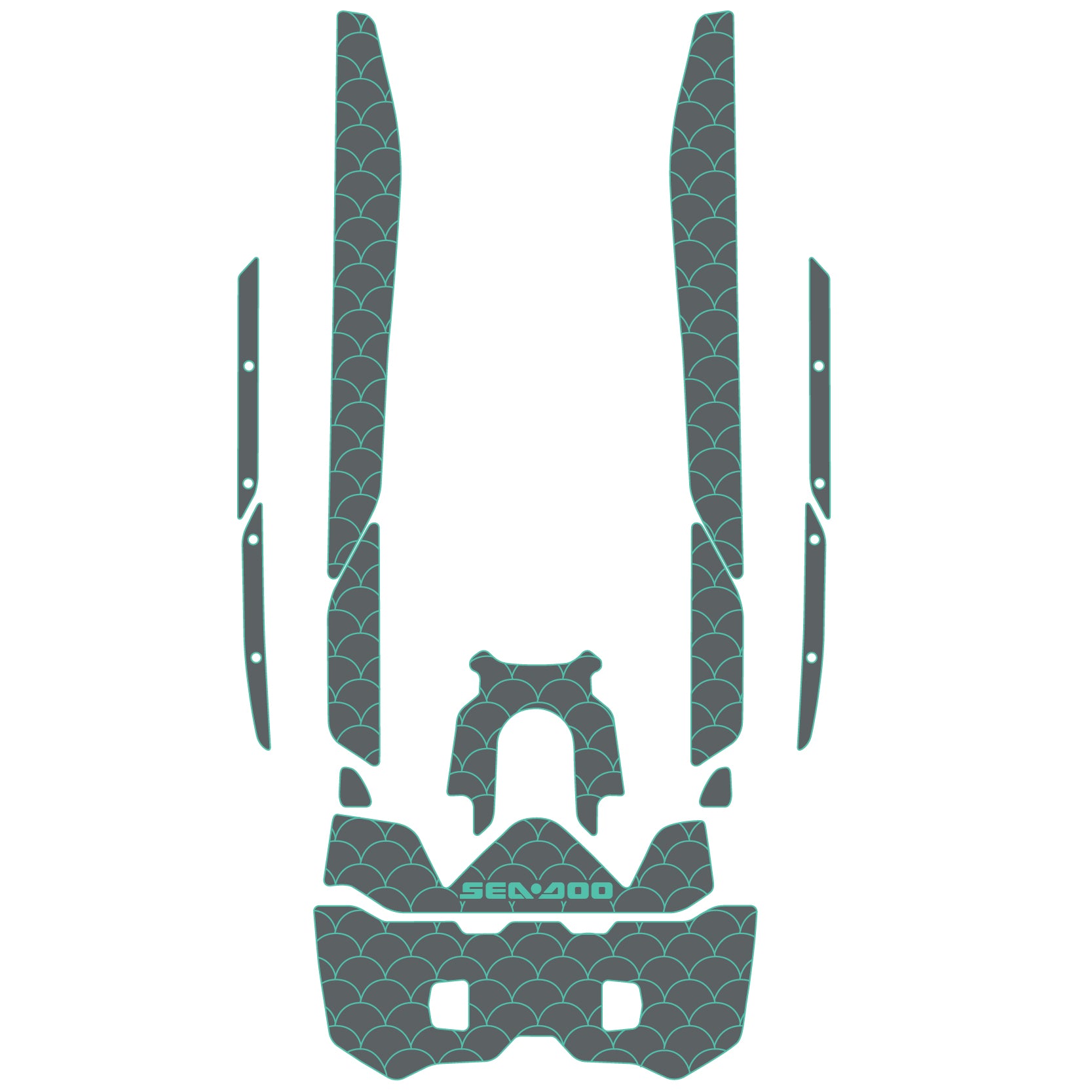 2025 Sea Doo Fish Pro Trophy Customize Jet Ski Mats Foam Boat Decking Kits Hzchione Dark Gray Turquoise Blue-Fish Scale