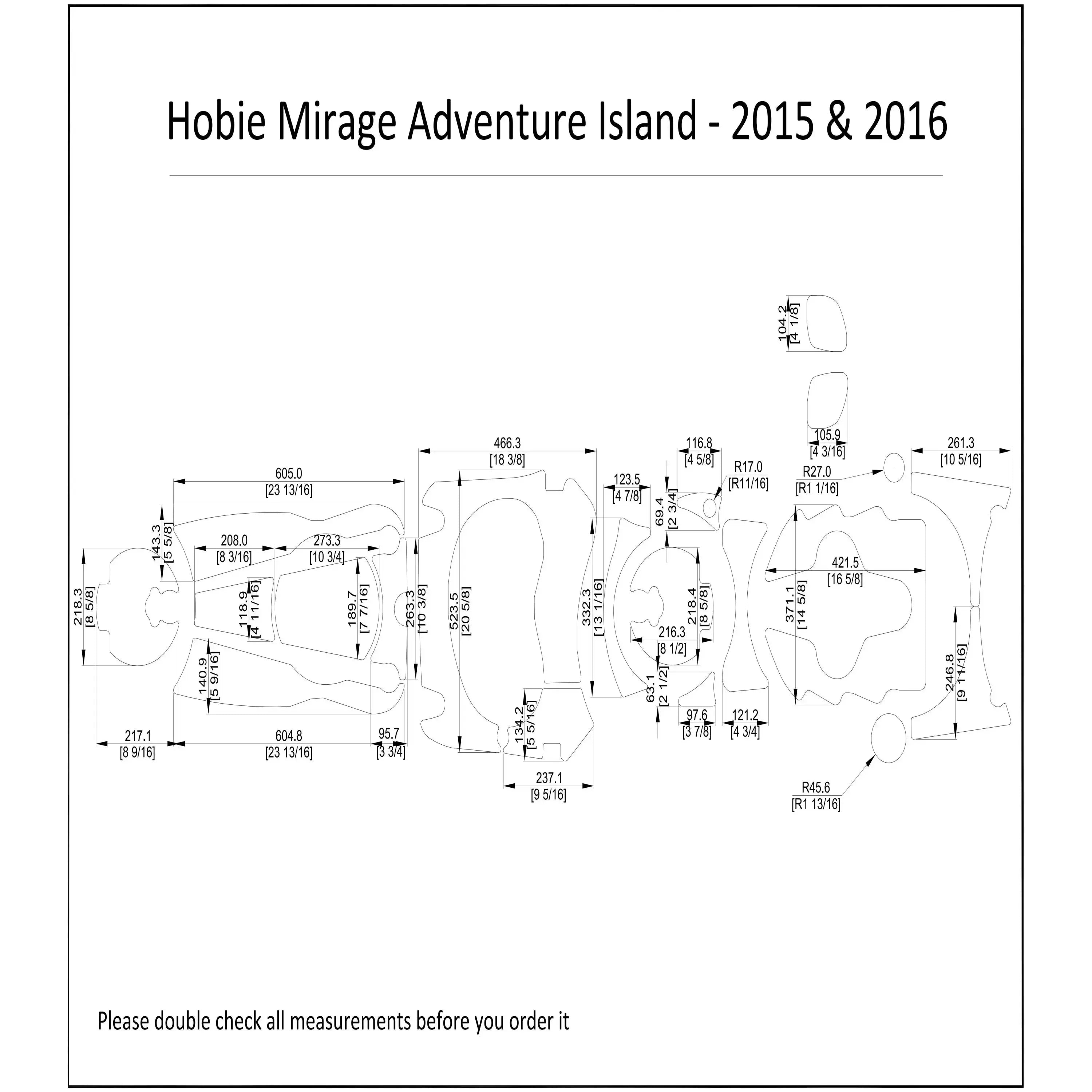 2015-2016 Hobie Mirage Adventure Island Kayak Boat Deck Pad Kit Hzchione