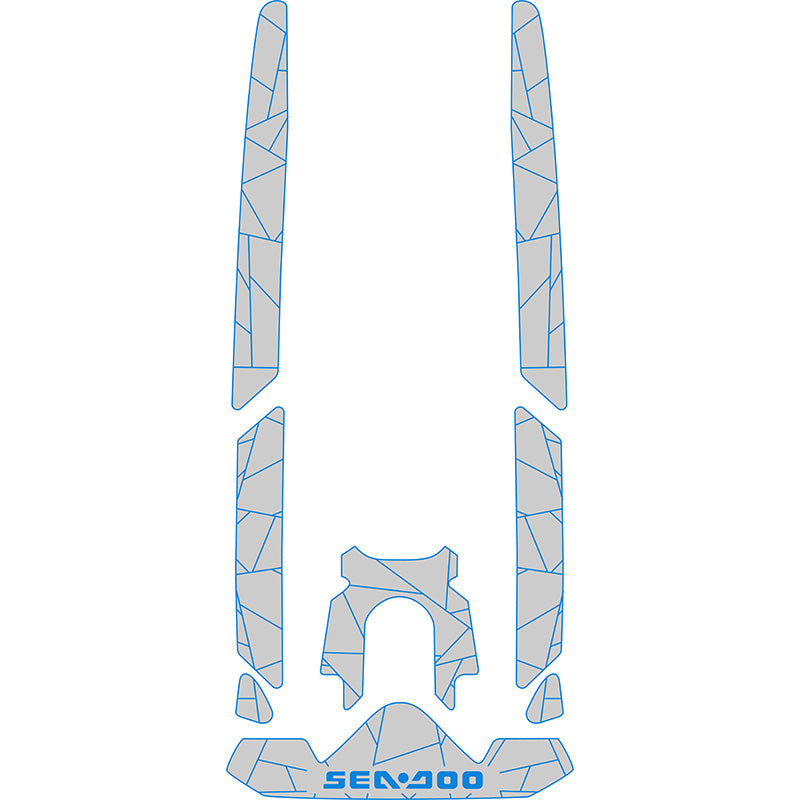 2022-2025 Sea-Doo FISH PRO SCOUT Customize Jet Ski Mats Non-Slip Motorboat Traction Mat Hzchione Light Gray Blue-Irregular Line Yes