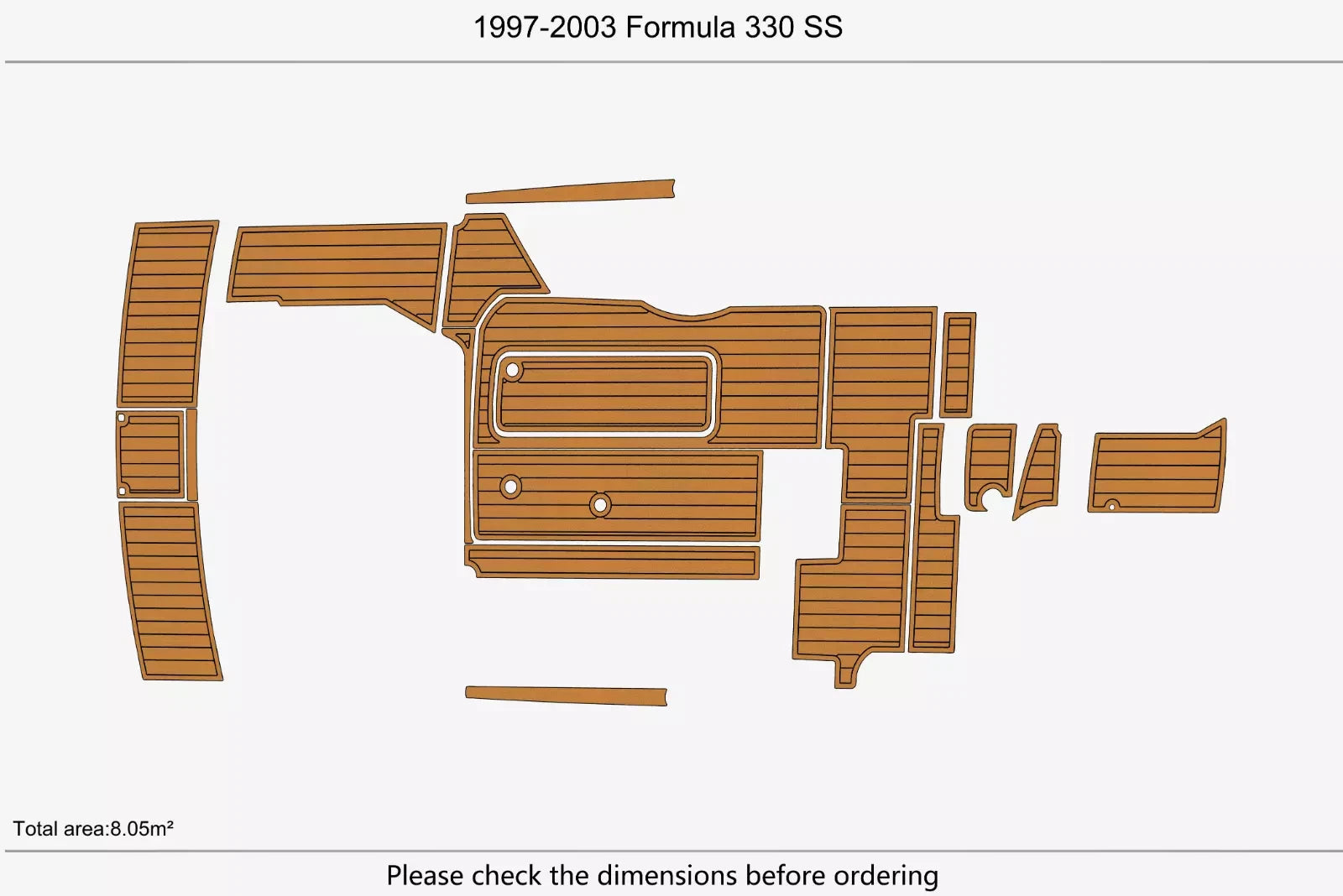 1997-2003 Formula 330 SS Swim Platform Cockpit Pad Teak EVA Foam Boat Decking Hzchione Brown Black