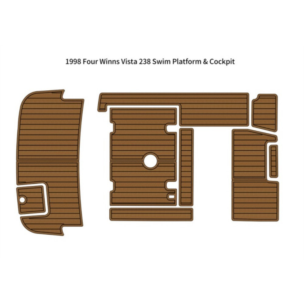 1998 Four Winns 238 Vista Swim Platform Cockpit Traction Mats Eva Foam Boat Flooring Marine Decking Hzchione Light Brown Black