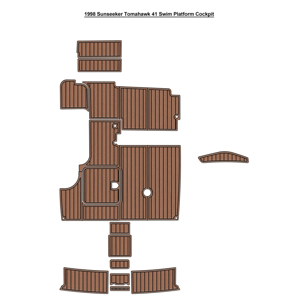 1998 Sunseeker Tomahawk 41 Swim Platform Cockpit Traction Mats Eva Foam Boat Flooring Marine Decking Hzchione Light Brown Black