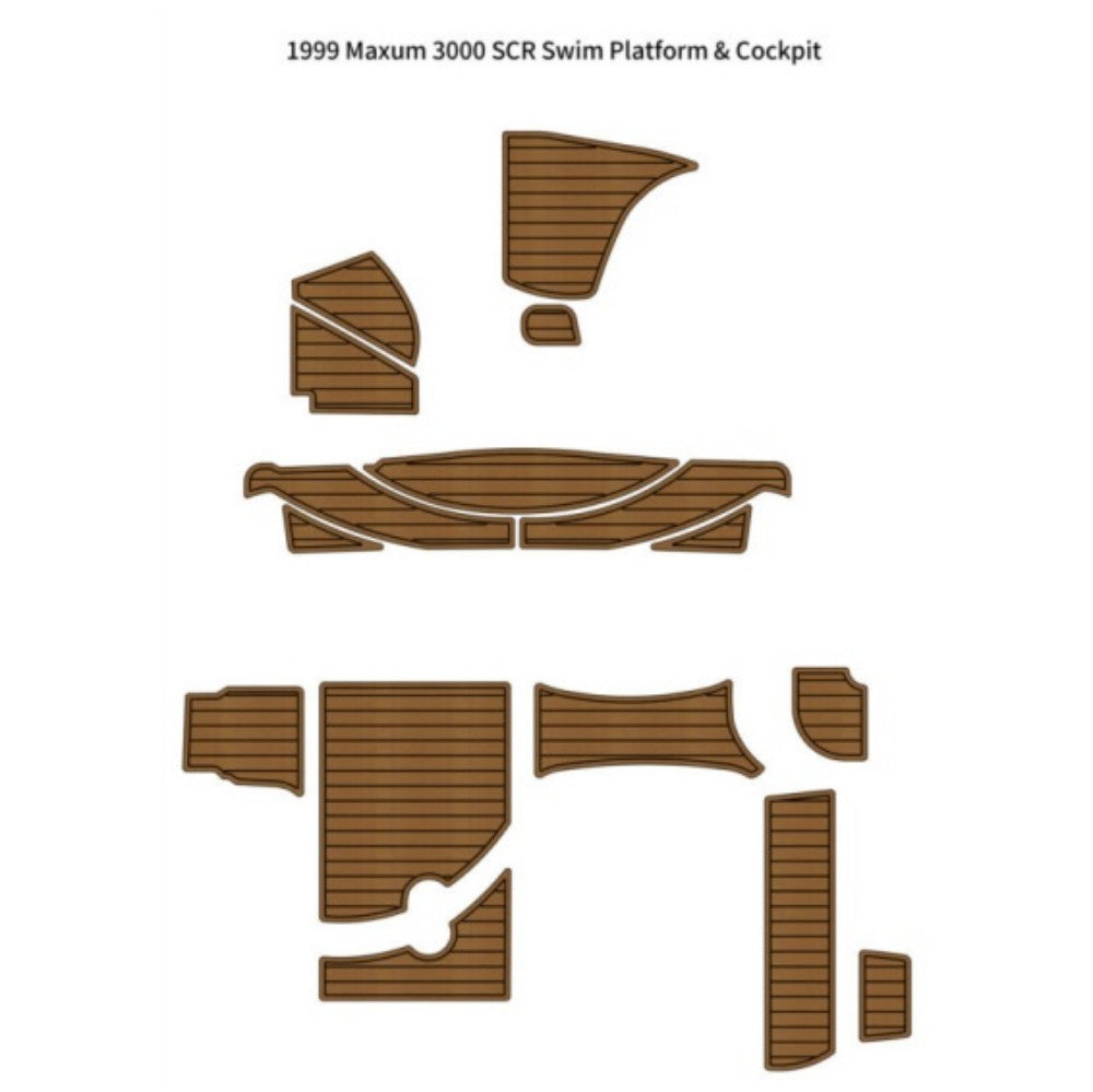 1999 Maxum 3000 SCR Swim Platform Cockpit Pad Traction Mats Eva Foam Boat Flooring Marine Decking Hzchione Light Brown Black