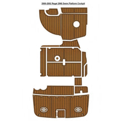 2000-2002 Regal 2960 Swim Platform Cockpit Pad Traction Mats Eva Foam Boat Flooring Marine Decking Hzchione Light Brown Black