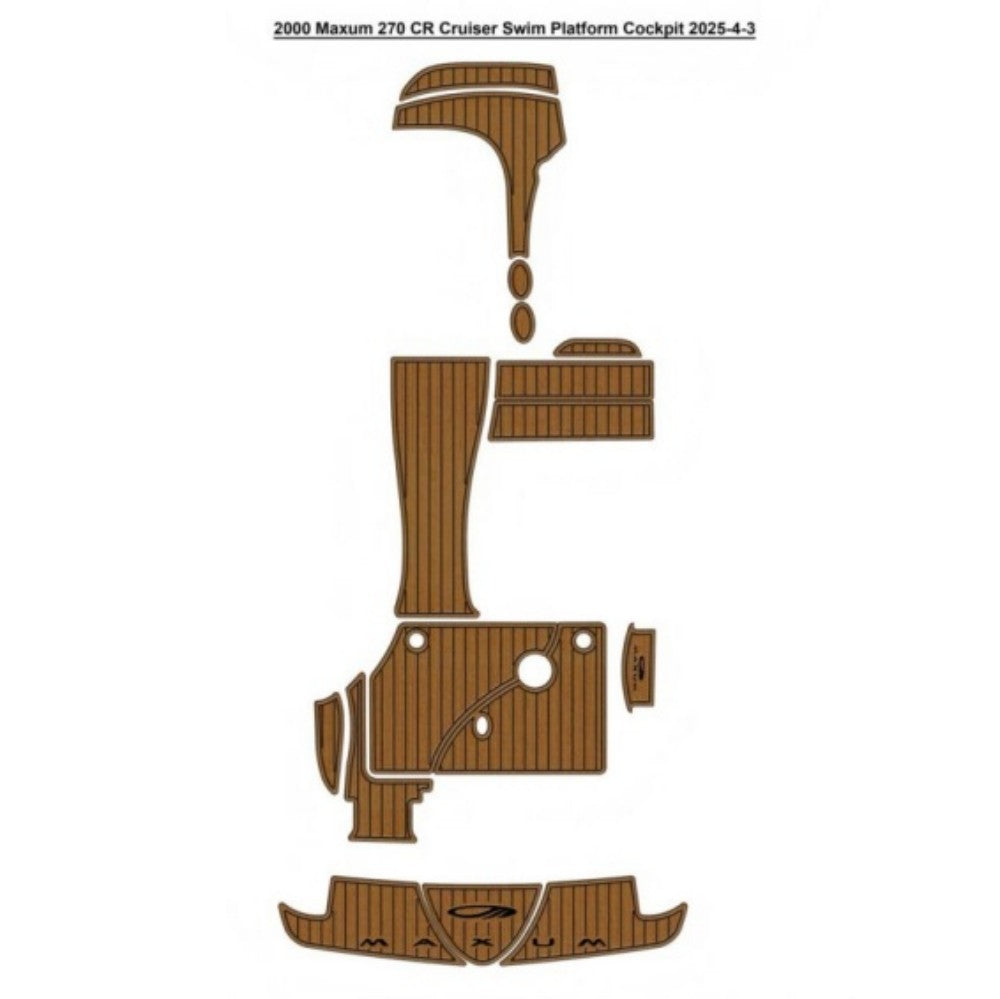 2000 Maxum 270 CR Cruiser Swim Platform Cockpit Traction Mats Eva Foam Boat Flooring Marine Decking Hzchione Light Brown Black
