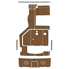 2001-2006 Monterey 302 Swim Platform Cockpit Pad Traction Mats Eva Foam Boat Flooring Marine Decking Hzchione Light Brown Black