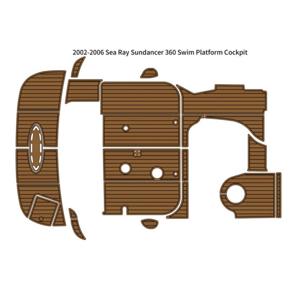 2002-2006 Sea Ray Sundancer 360 Swim Platform Cockpit Pad Traction Mats Eva Foam Boat Flooring Marine Decking Hzchione Light Brown Black