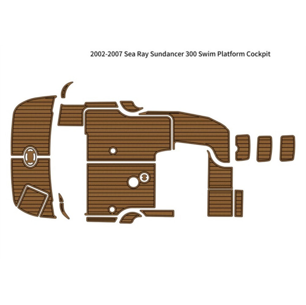 2002-2007 Sea Ray Sundancer 300 Swim Platform Cockpit Pad Traction Mats Eva Foam Boat Flooring Marine Decking Hzchione Light Brown Black