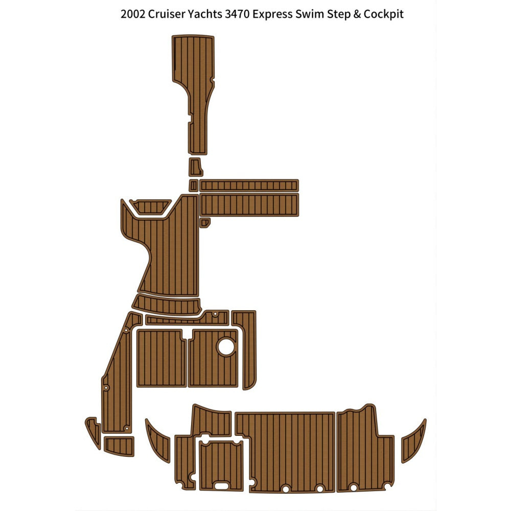 2002 Cruiser Yachts 3470 Express Swim Platform Cockpit Traction Mats Eva Foam Boat Flooring Marine Decking Hzchione Light Brown Black