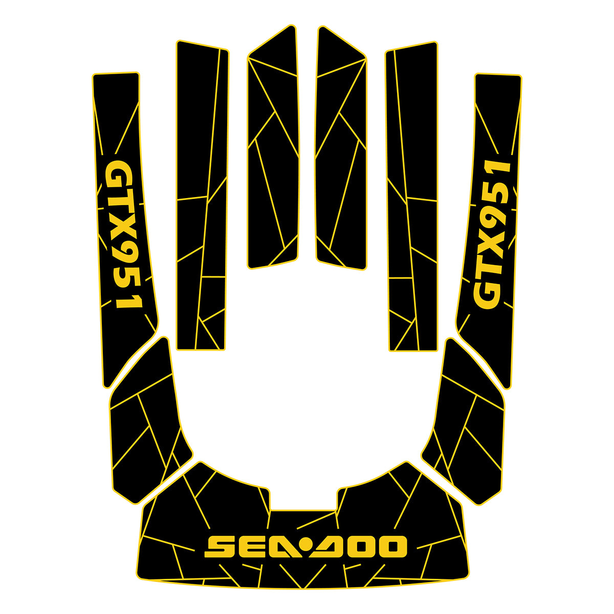 1996-2002 Sea Doo GTX 951 Customize Jet Ski Mats Non-Slip Motorboat Traction Mat Hzchione Black Yellow-Fractal