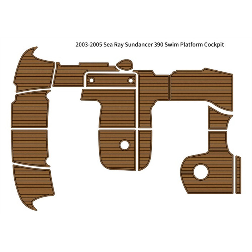 2003-2005 Sea Ray Sundancer 390 Swim Platform Cockpit Pad Traction Mats Eva Foam Boat Flooring Marine Decking Hzchione Light Brown Black