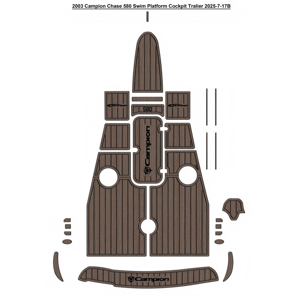 2003 Campion Chase 580 Swim Platform Cockpit Traction Mats Eva Foam Boat Flooring Marine Decking Hzchione Light Brown Black
