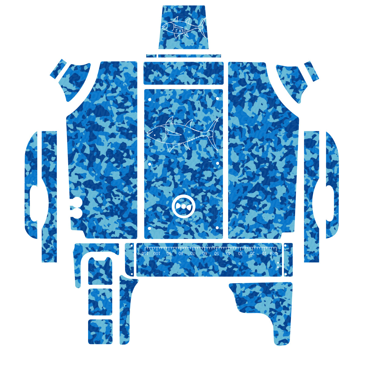 2004 Sessa dorado 22 Swim Platform Cockpit Pad Teak Decking Hzchione Ocean Camo White