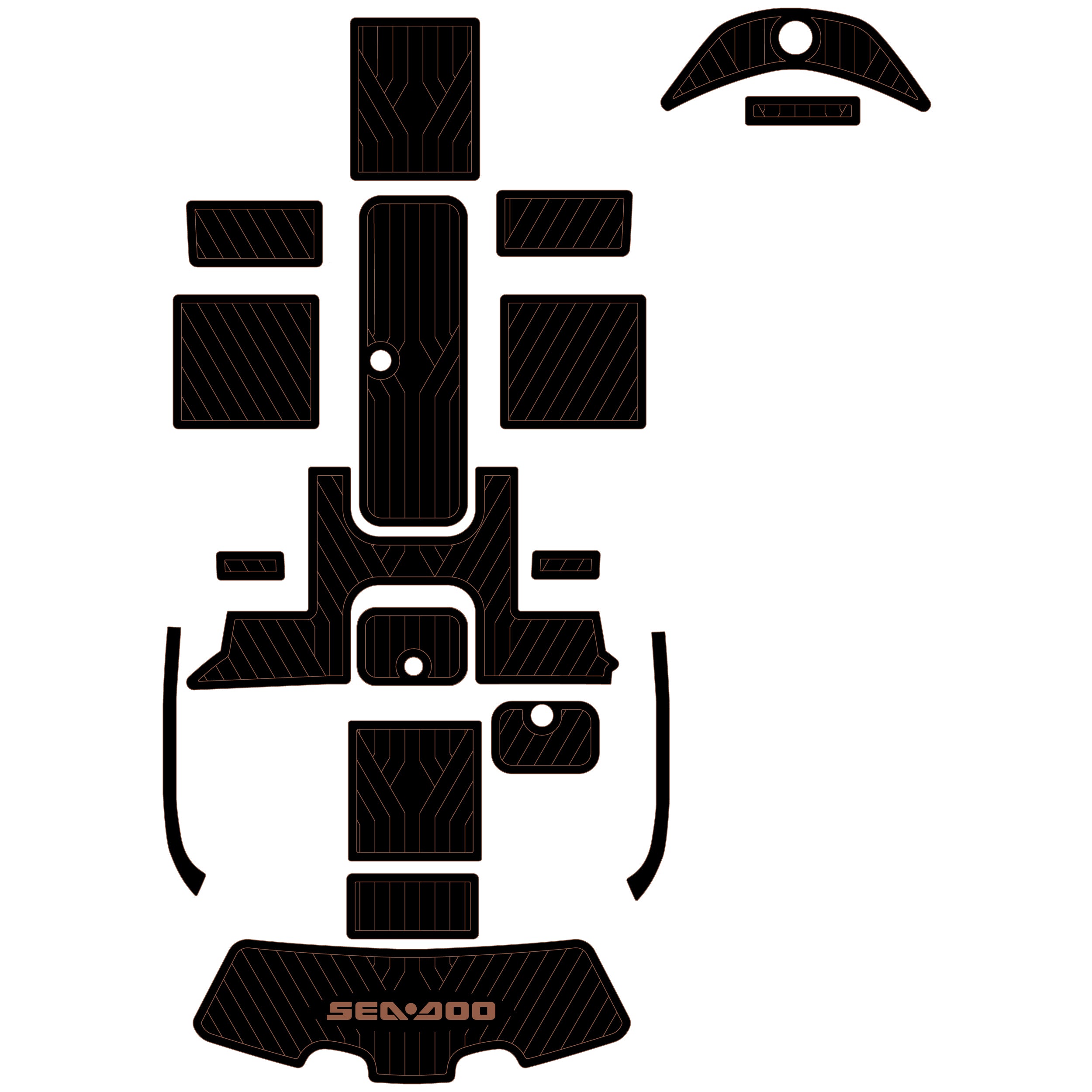 2005-2012 Sea Doo Challenger 180 Eva Foam Boat Flooring Boat Decking Hzchione Black Orange-Seadoo