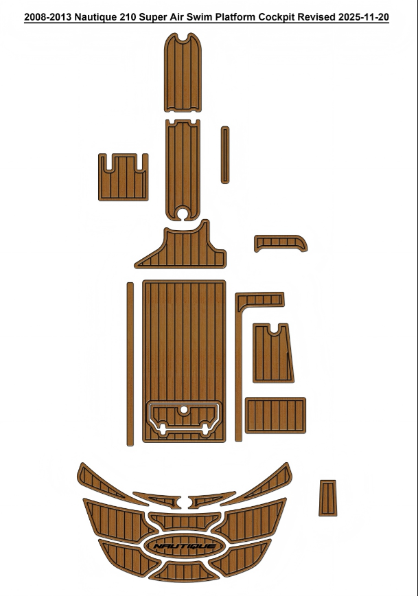 2008-2013 Nautique 210 Super Air Swim Platform Cockpit Traction Mats Eva Foam Boat Flooring Marine Decking