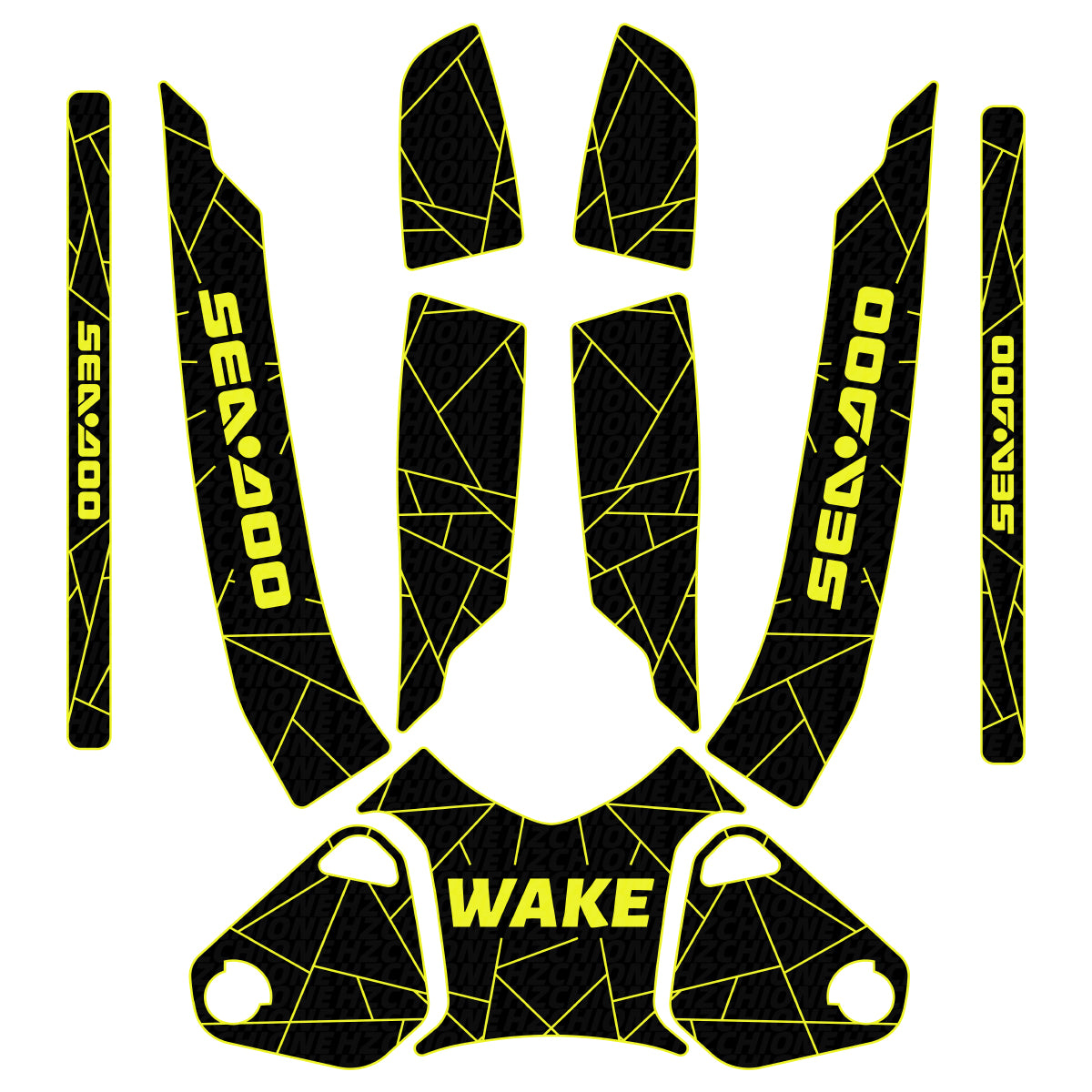 2010-2015 Sea Doo RXT + RXT-X + Wake Pro 215 Customize Jet Ski Mats Non-Slip Motorboat Traction Mat Hzchione Black Neon Yellow Set-WAKE