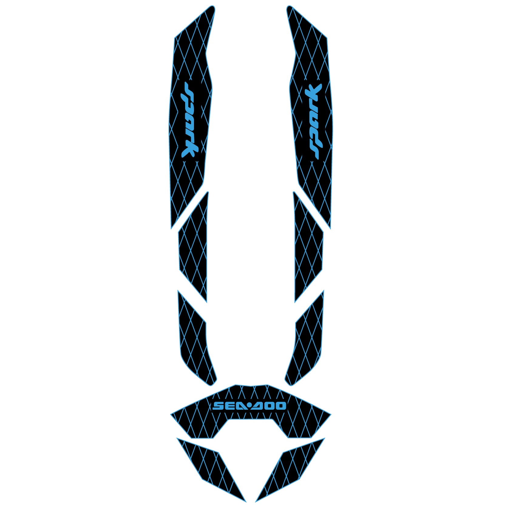 2014-2024 Sea Doo SPARK 1 & 2 UP Customize Jet Ski Mats Non-Slip Motorboat Traction Mat Hzchione Black Blue-Diamond