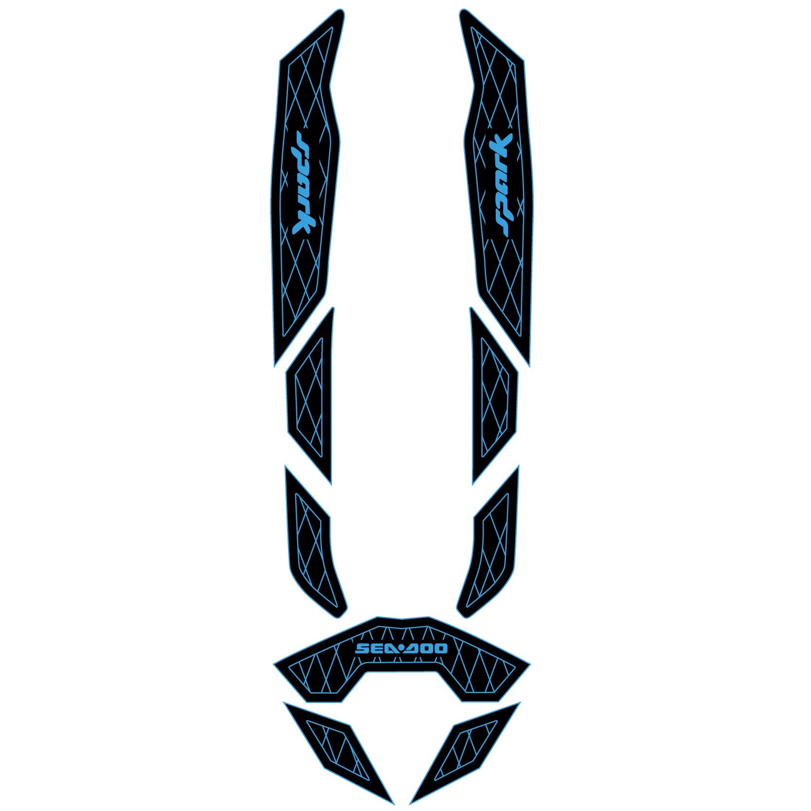 2014-2024 Sea Doo SPARK 1 & 2 UP Customize Jet Ski Mats Non-Slip Motorboat Traction Mat Hzchione Black Blue-Frame Diamond