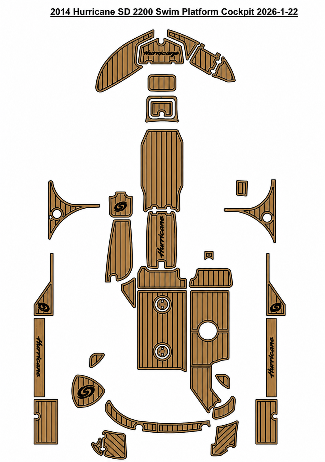 2014 Hurricane SD 2200 Swim Platform Cockpit Traction Mats Eva Foam Boat Flooring Marine Decking Hzchione