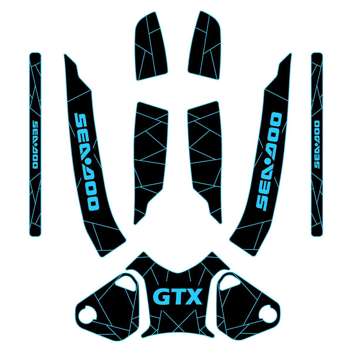 2012-2015 Sea Doo GTX 155 + 215 Customize Jet Ski Mats Non-Slip Motorboat Traction Mat Hzchione Black Light Blue