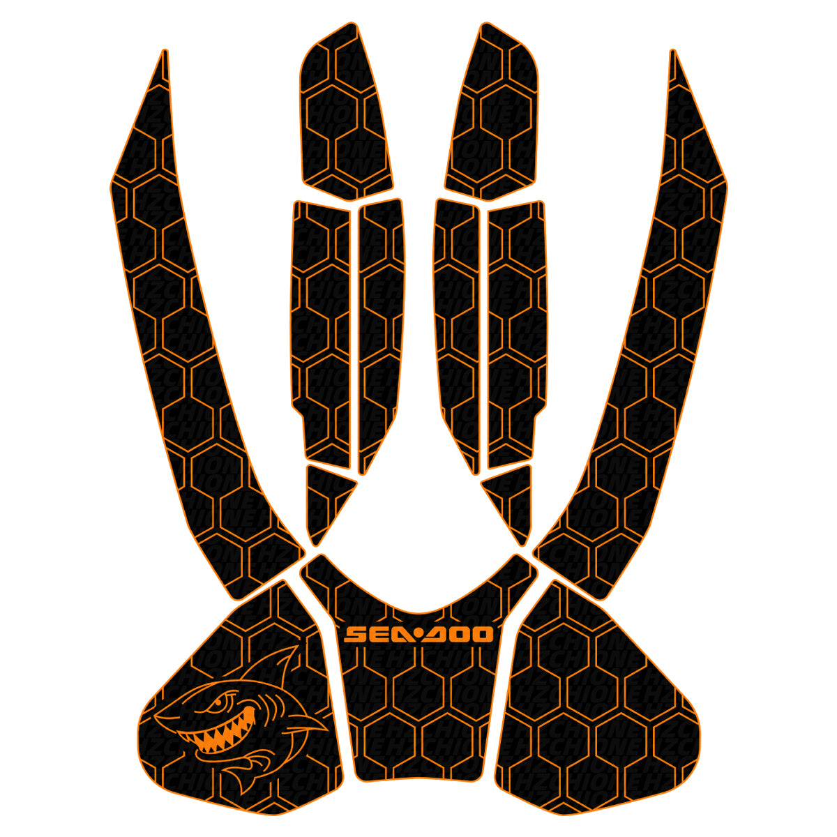 2016-2017 Sea Doo GTX Ltd 215 + 230 + 300 Customize Jet Ski Mats Non-Slip Motorboat Traction Mat Hzchione Black Orange