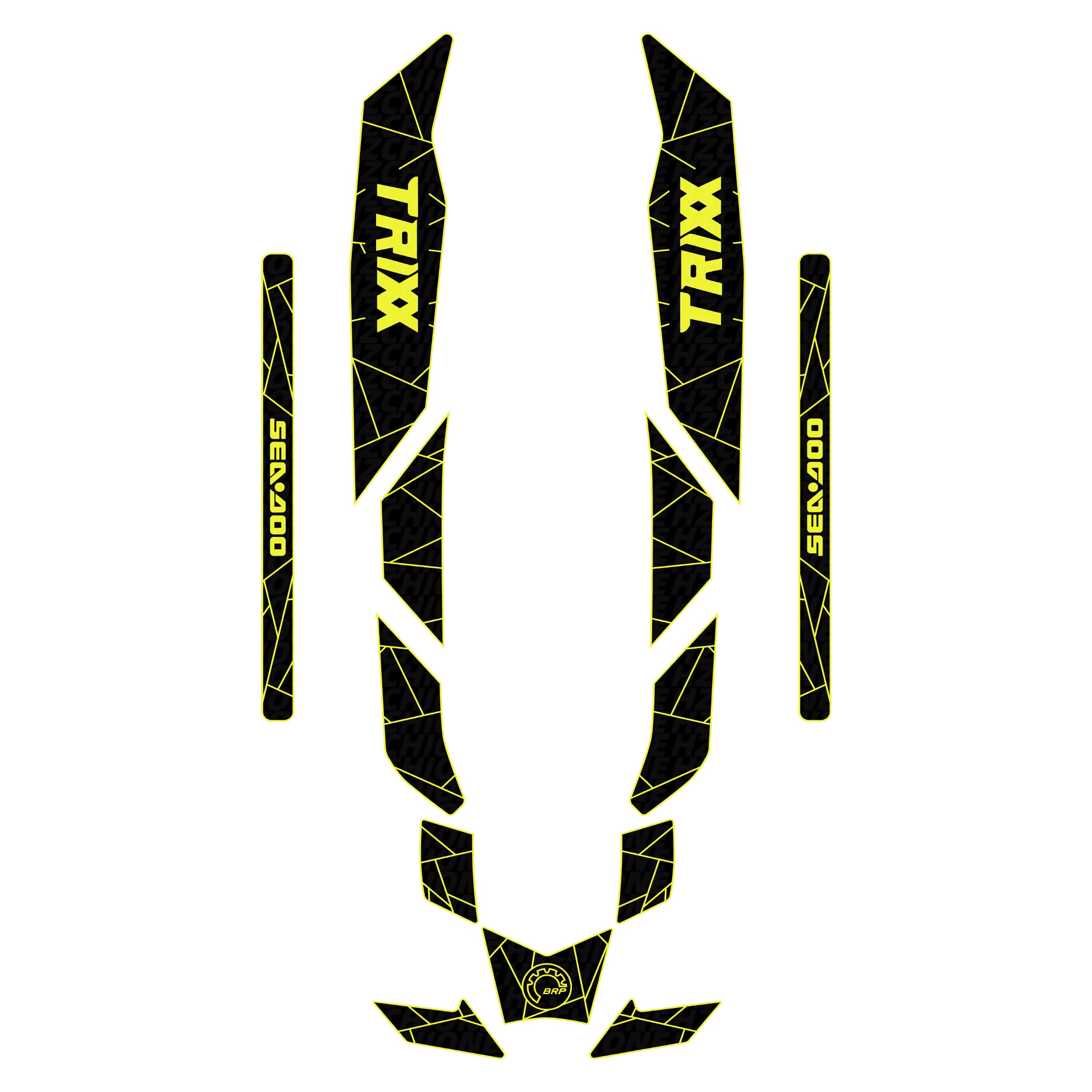 2017-2023 Sea Doo SPARK TRIXX 1 & 2 UP Customize Jet Ski Mats Non-Slip Motorboat Traction Mat Hzchione Black Neon Yellow Set