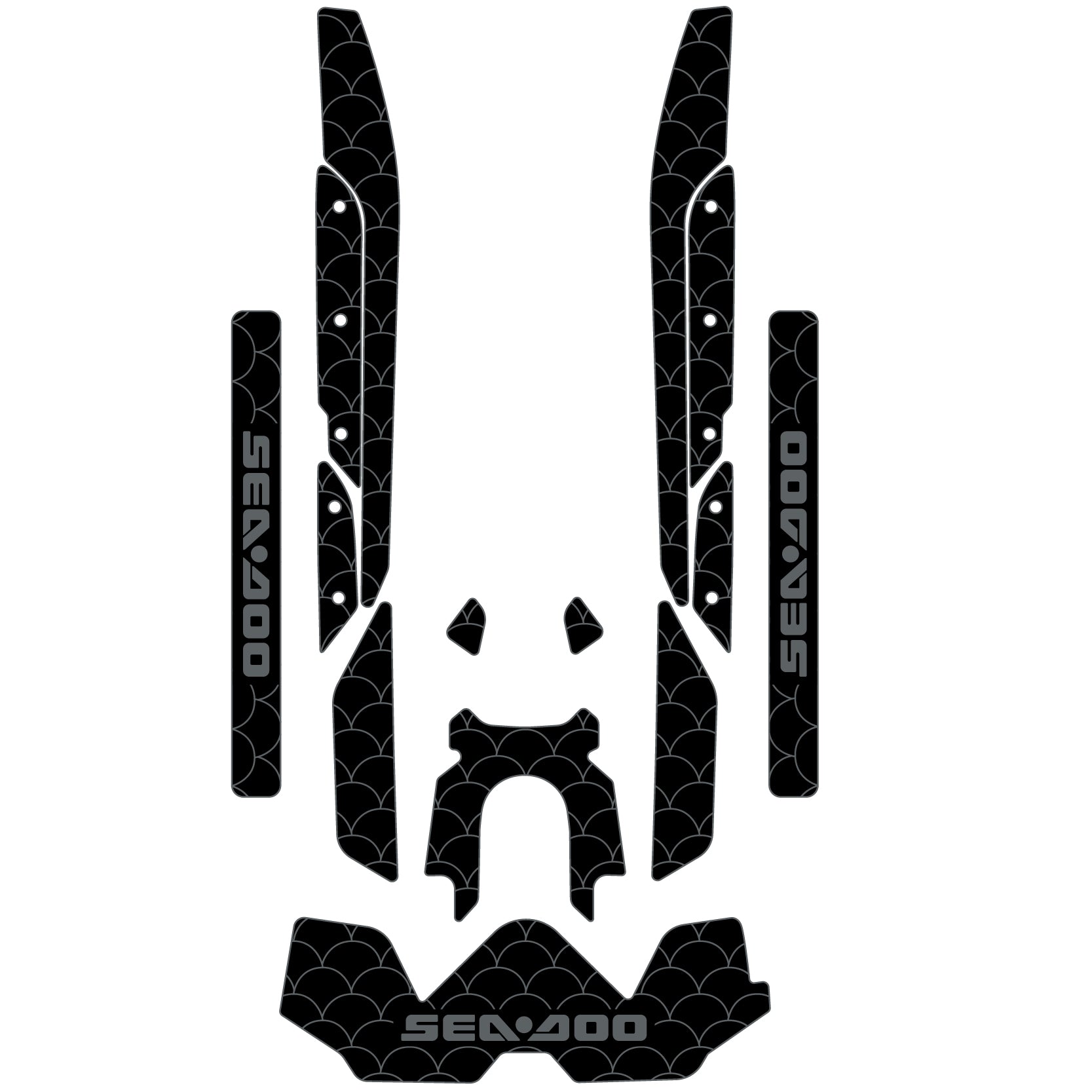 2019-2024 Sea Doo RXT-X 300 325 Customize Jet Ski Mats Non-Slip Motorboat Traction Mat Hzchione Black Dark Gray Set-Fish Scale