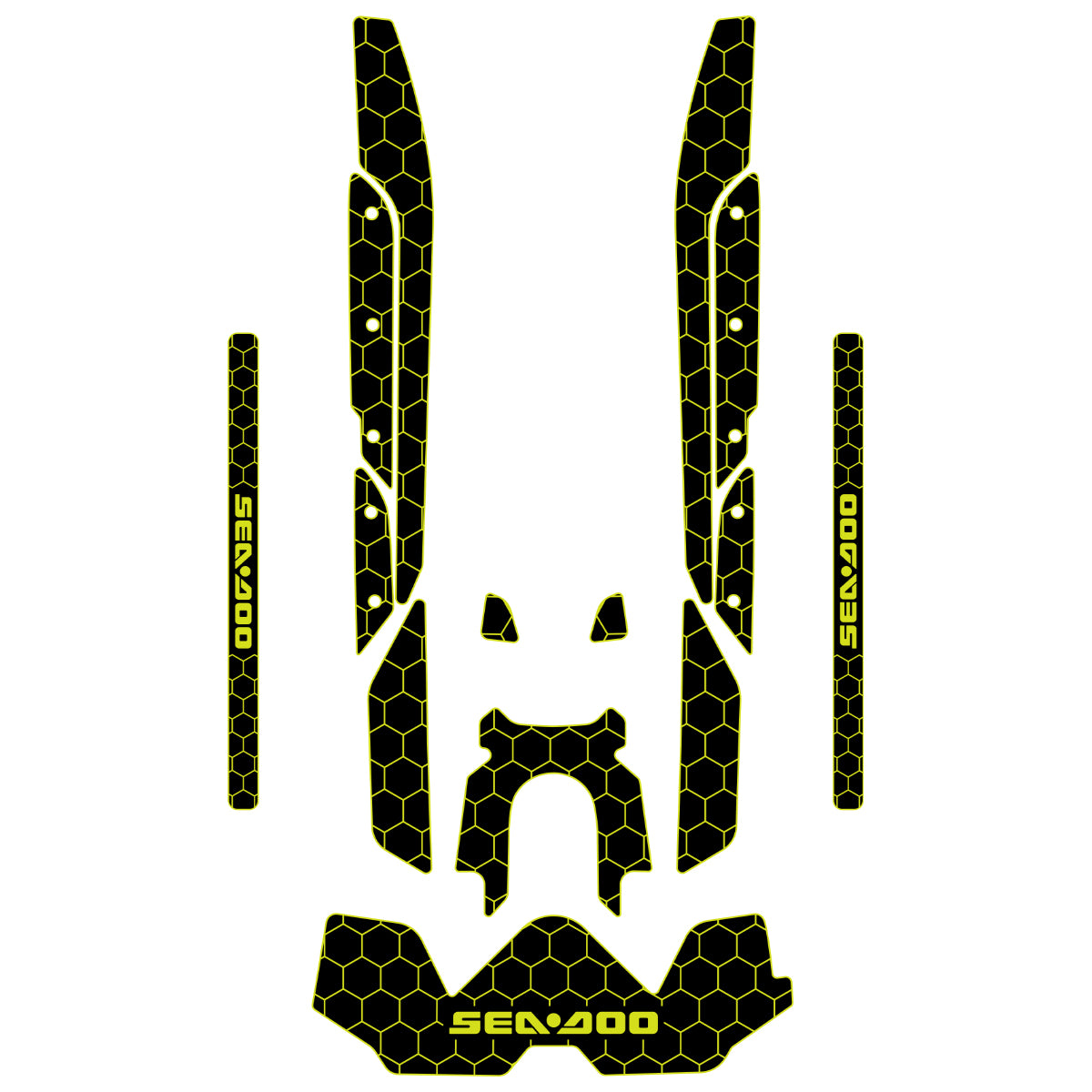 2019-2024 Sea Doo RXT-X 300 325 Customize Jet Ski Mats Non-Slip Motorboat Traction Mat Hzchione Black Neon Yellow Set